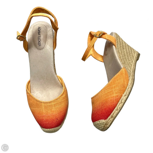 Sandals Heels Wedge By Adam Tucker In Orange, Size: 7.5