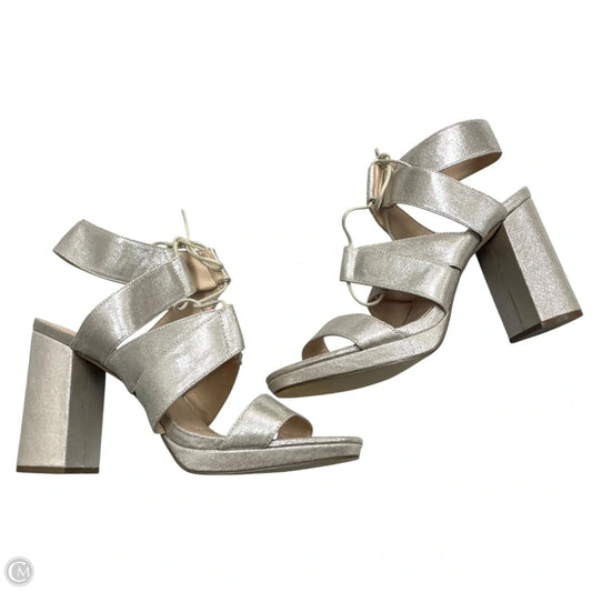 Sandals Heels Block By Nina In Silver, Size: 9.5
