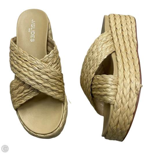 Sandals Heels Platform By J Slides In Tan, Size: 9