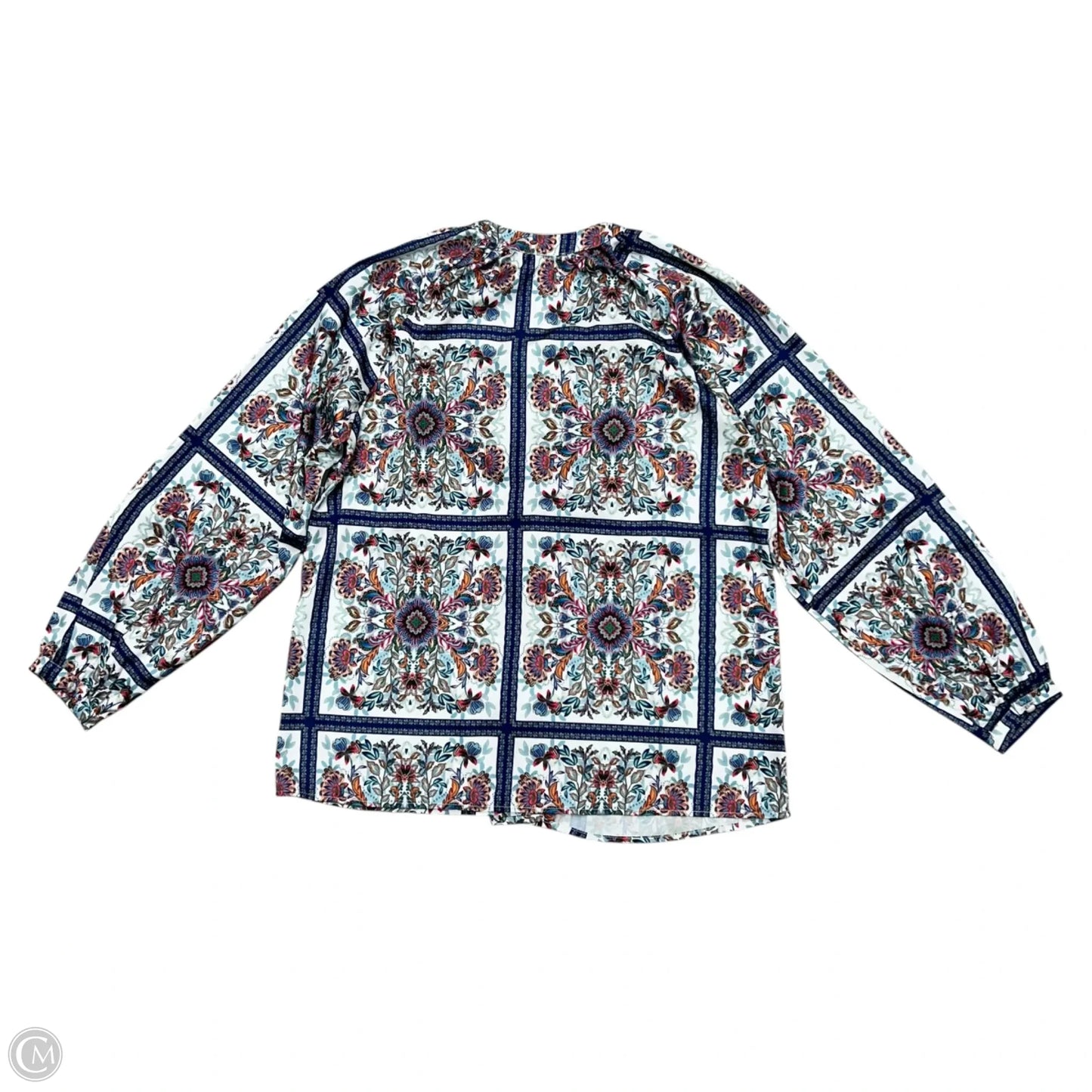Top Long Sleeve By J Flower In Blue & White, Size: S