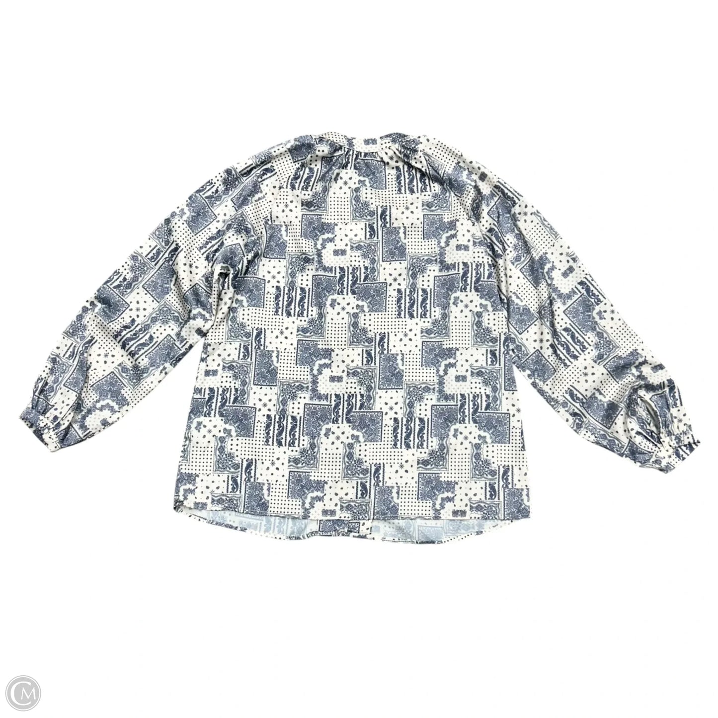 Top Long Sleeve By J Flower In Blue & White, Size: S