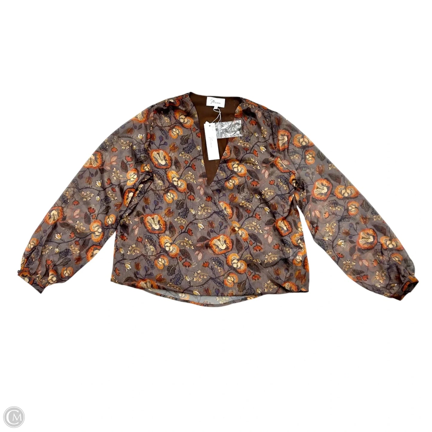 Top Long Sleeve By J Flower In Brown & Orange, Size: Xs