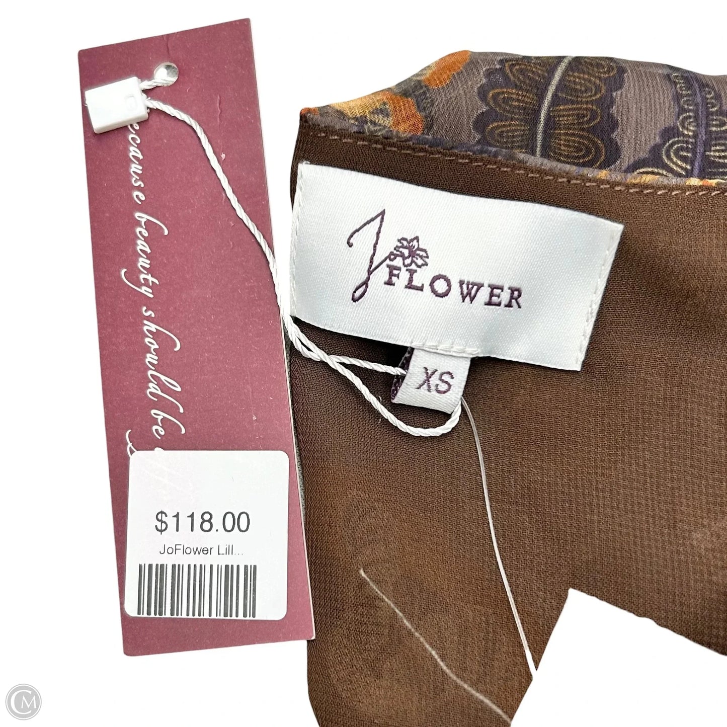 Top Long Sleeve By J Flower In Brown & Orange, Size: Xs