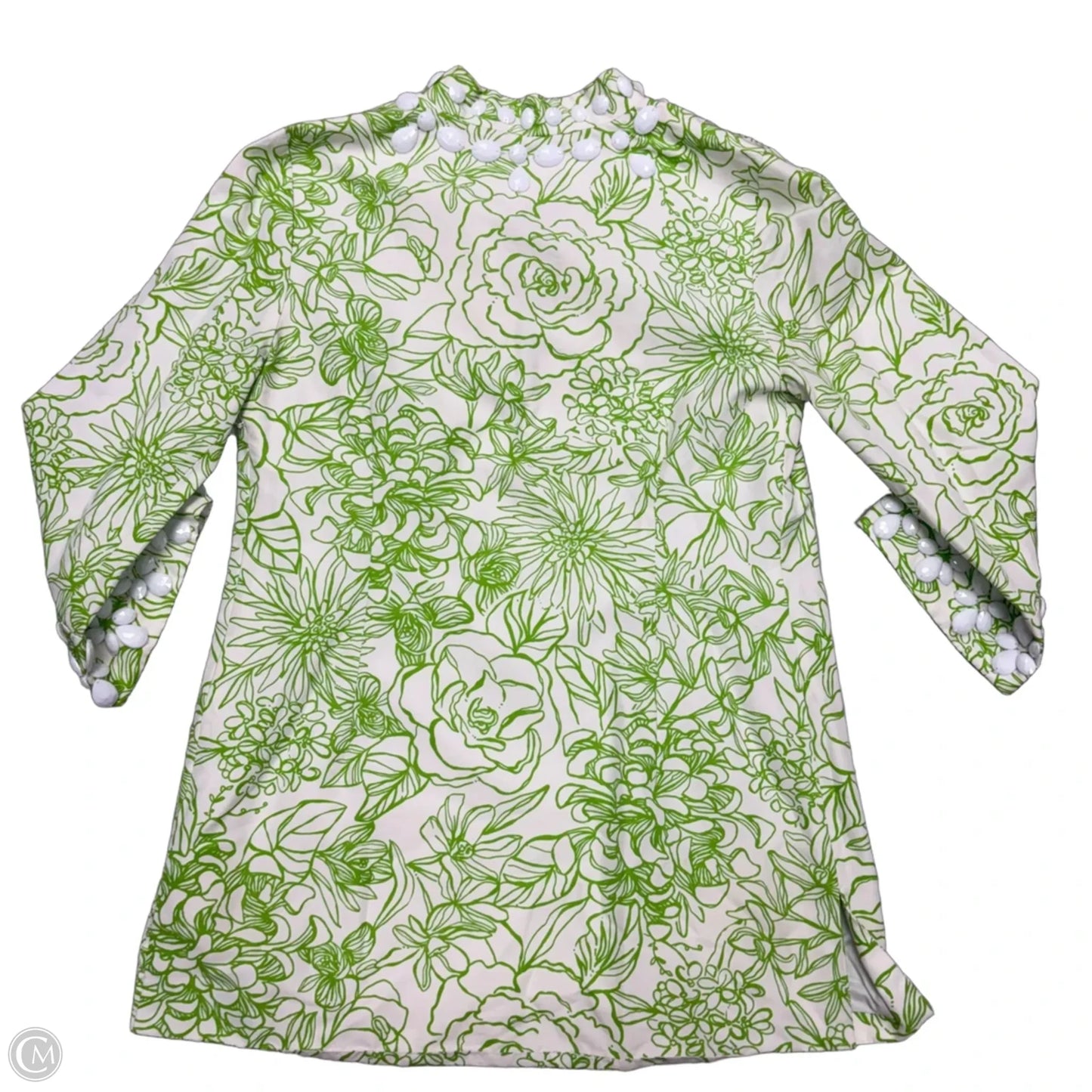 Top Long Sleeve Designer By Lilly Pulitzer In Green & White, Size: M