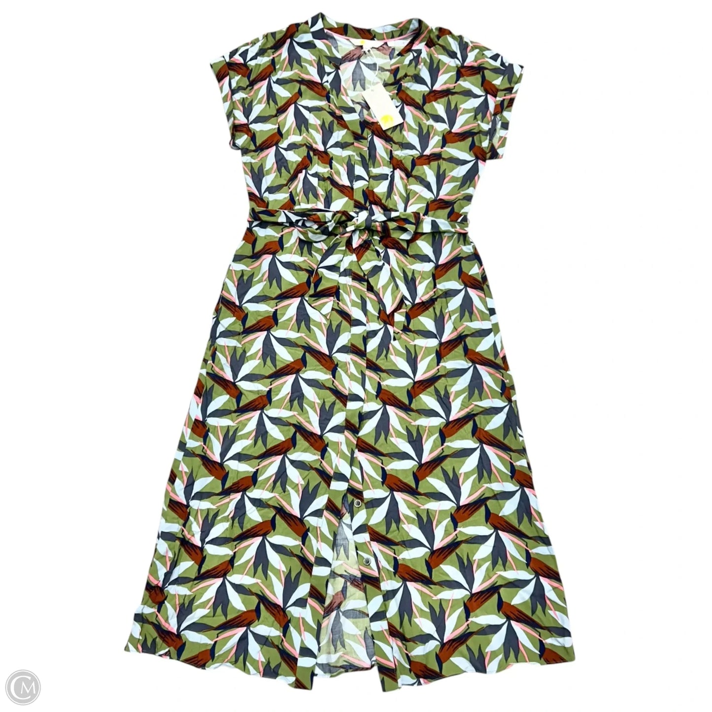 Dress Casual Midi By Boden In Green & Orange, Size: M