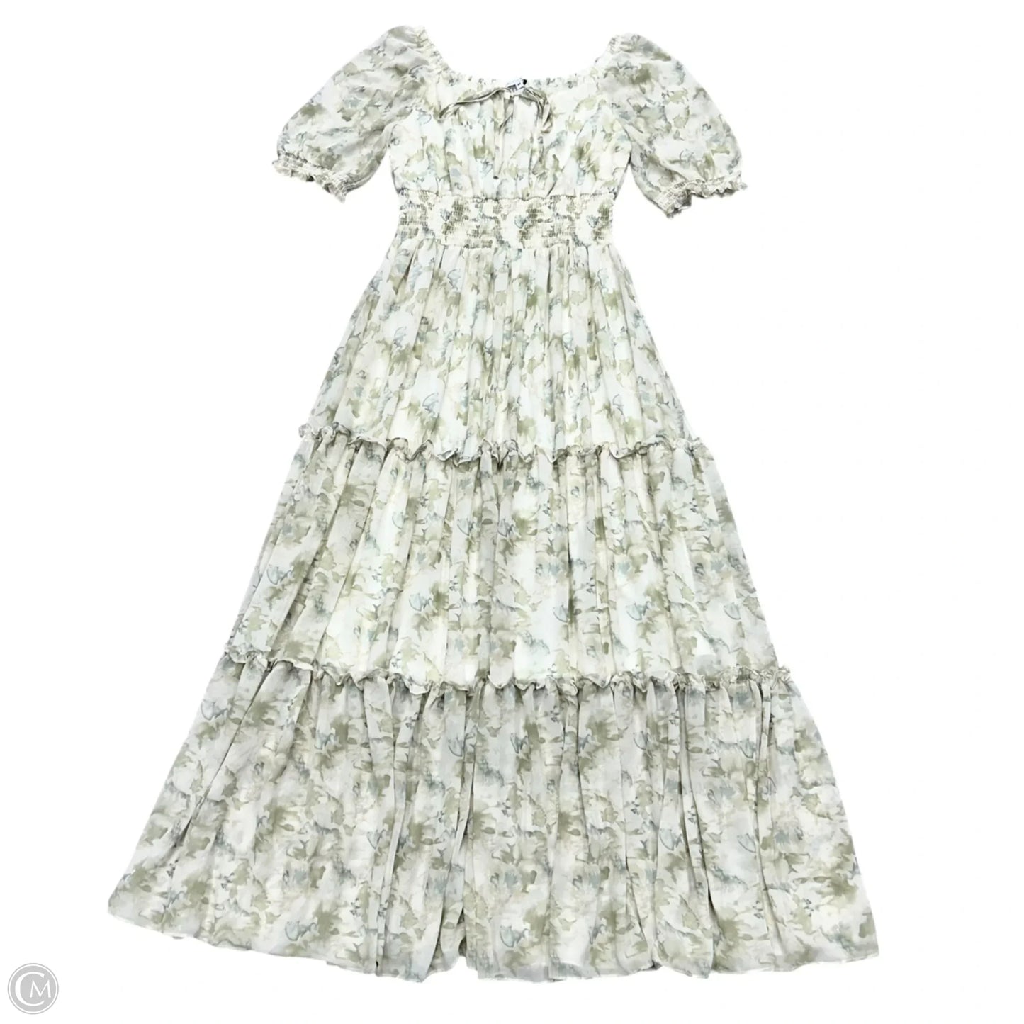 Dress Casual Maxi By Baltic Born In Cream & Green, Size: M