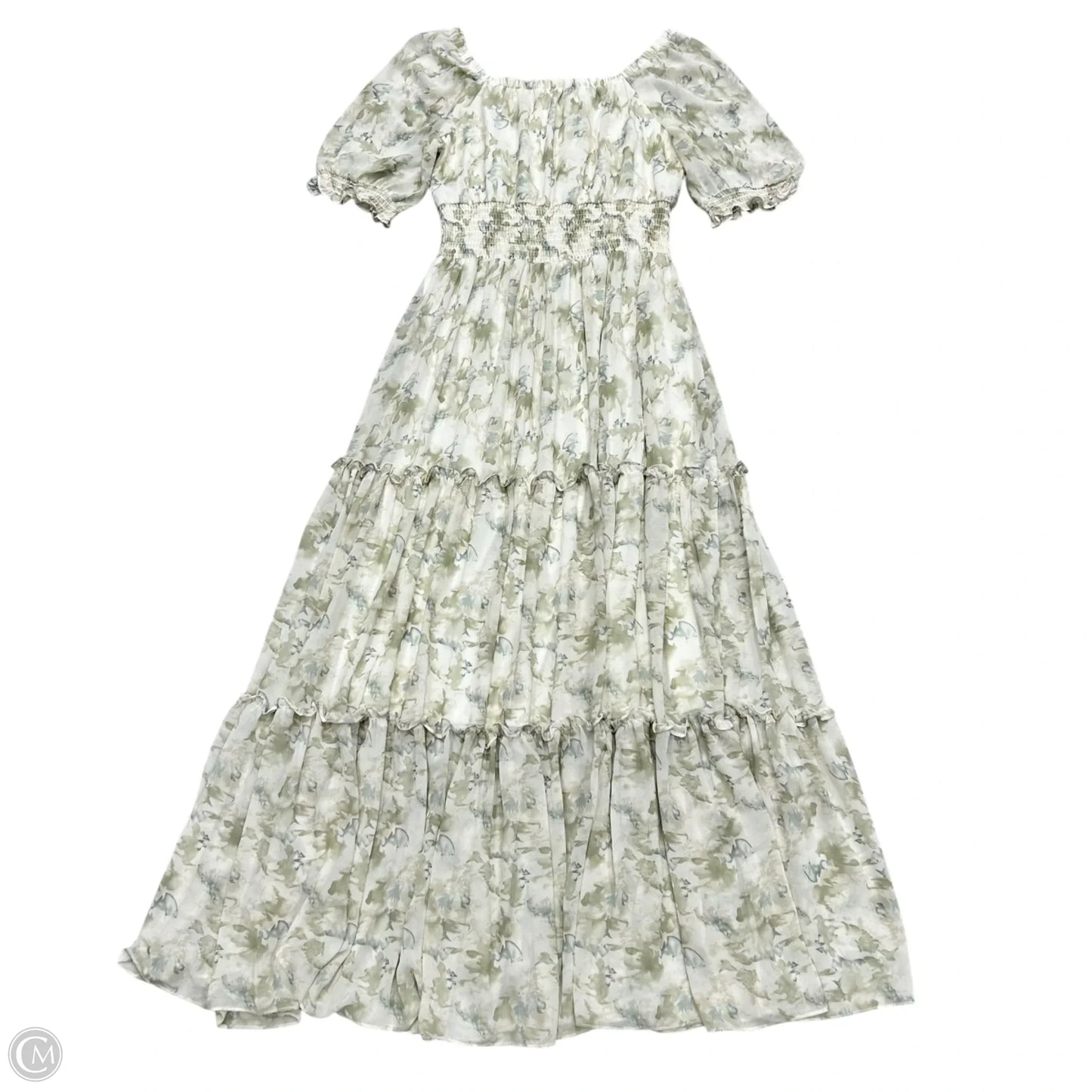 Dress Casual Maxi By Baltic Born In Cream & Green, Size: M