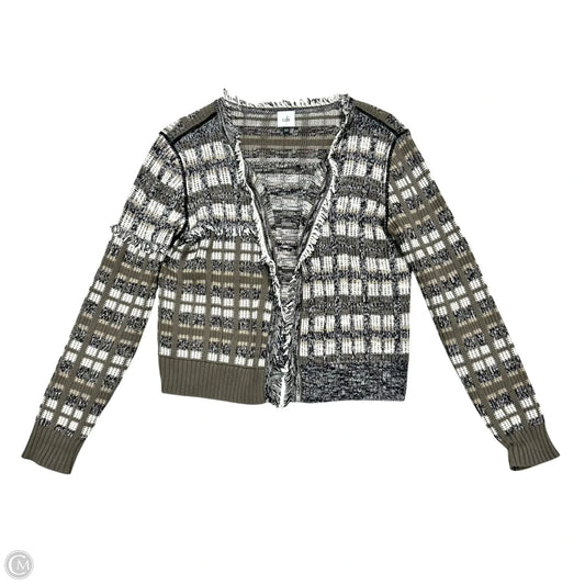 Sweater Cardigan By Cabi In Green & White, Size: S