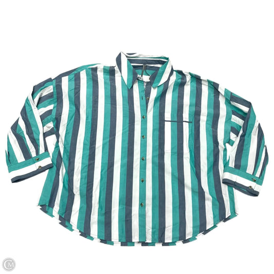 Blouse Long Sleeve By Anthropologie In Blue & Green, Size: M