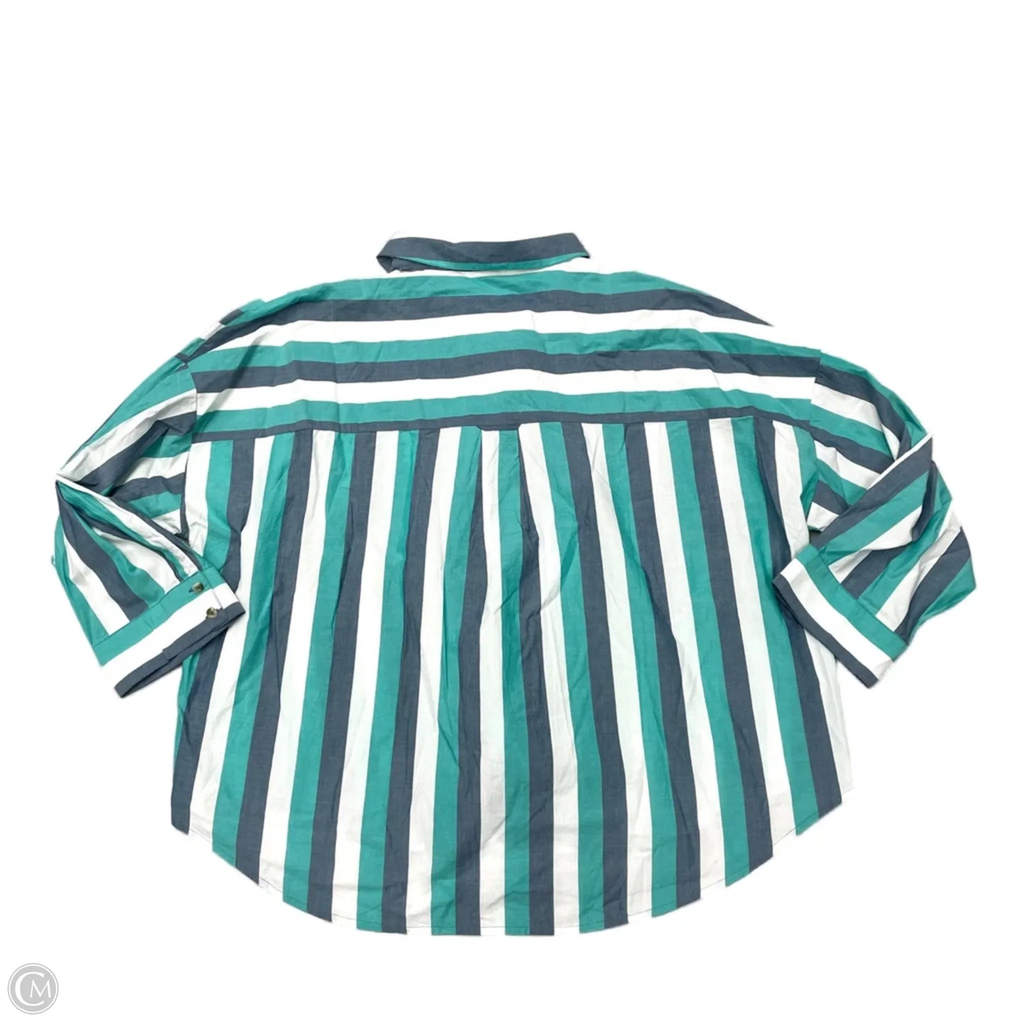 Blouse Long Sleeve By Anthropologie In Blue & Green, Size: M