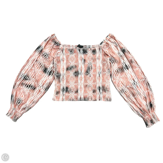 Top Long Sleeve By Anthropologie In Pink & White, Size: Xl