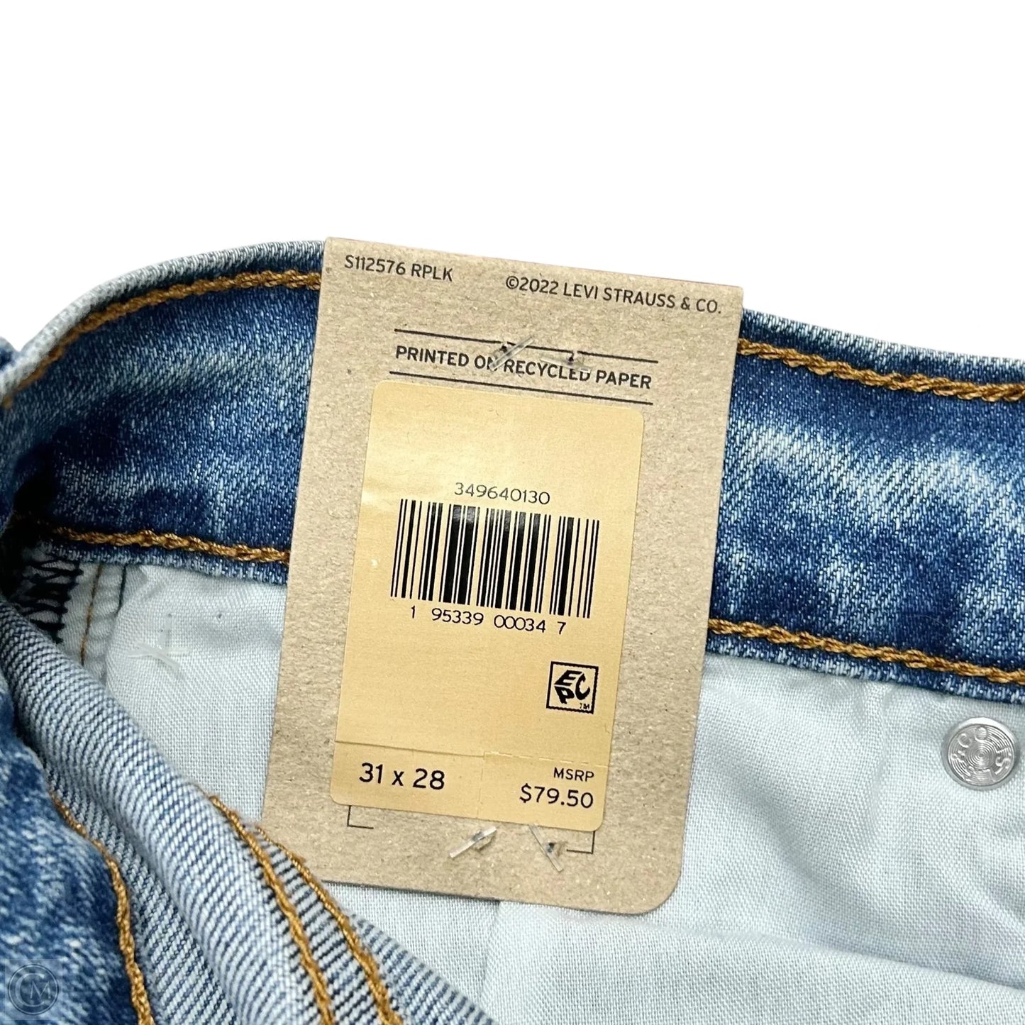 Jeans Straight By Levis In Blue Denim, Size: 12
