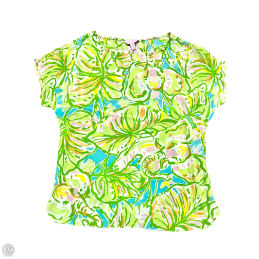 Top Short Sleeve Designer By Lilly Pulitzer In Green & Yellow, Size: S