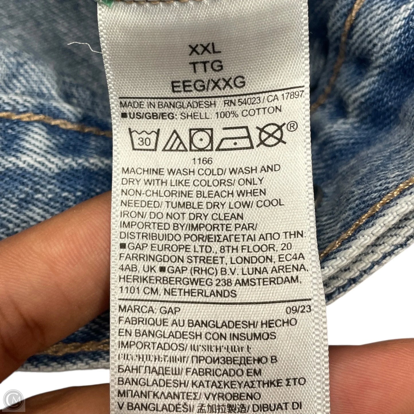 Jacket Denim By Gap In Blue Denim, Size: Xxl