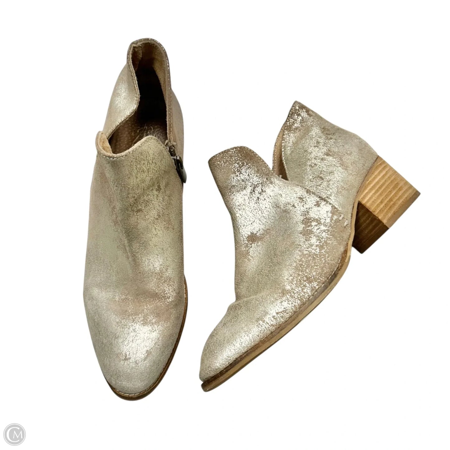 Boots Ankle Heels By Liendo In Gold, Size: 8.5