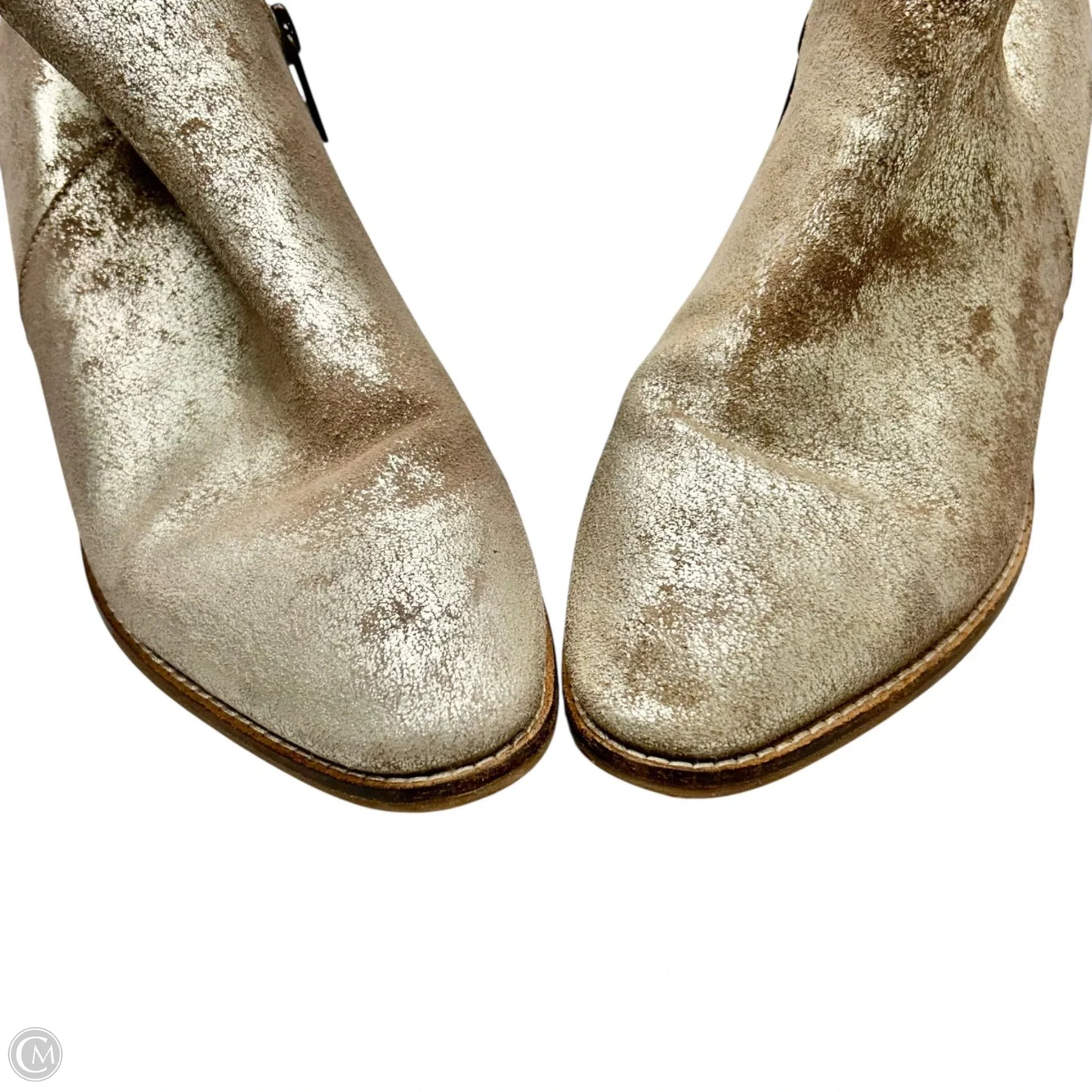 Boots Ankle Heels By Liendo In Gold, Size: 8.5