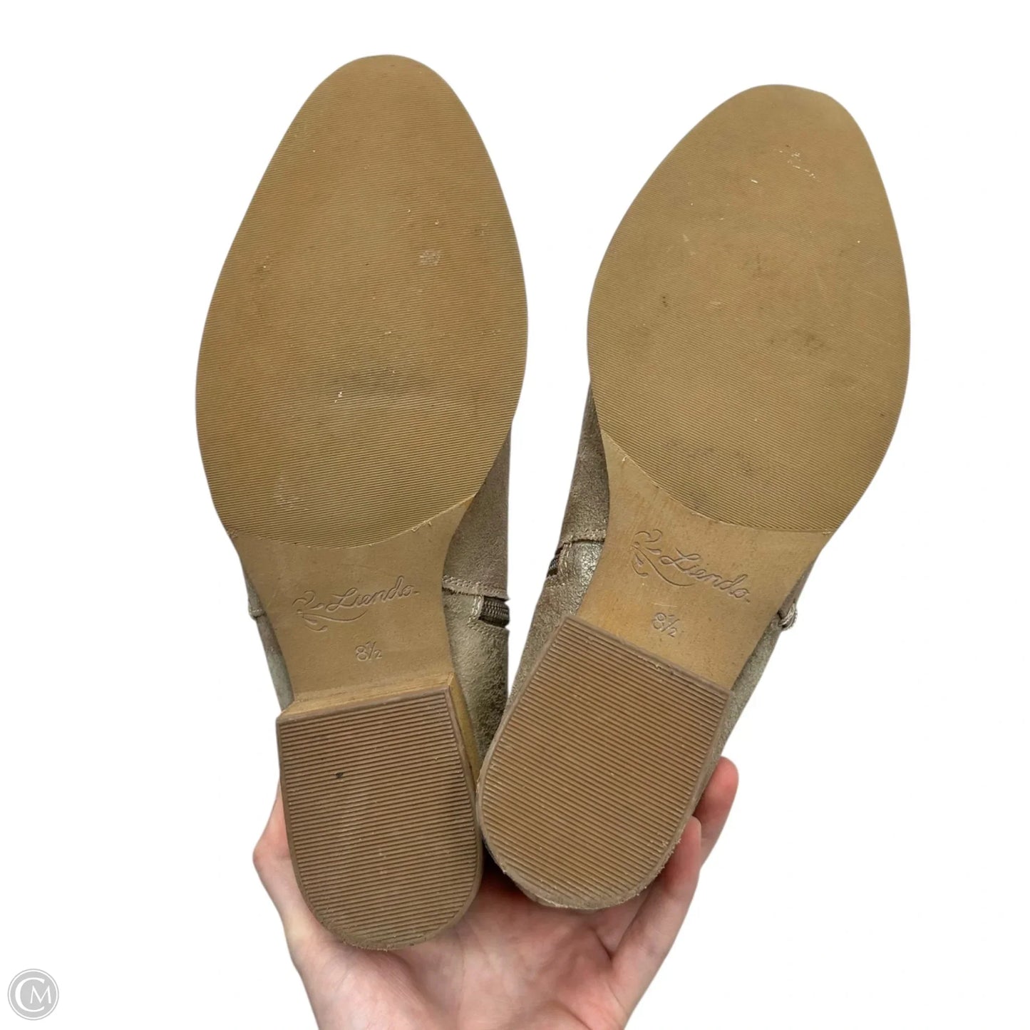 Boots Ankle Heels By Liendo In Gold, Size: 8.5