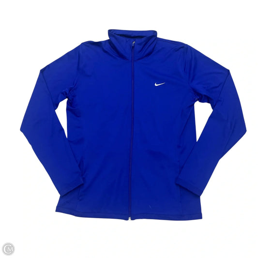Athletic Top Long Sleeve Collar By Nike Apparel In Blue, Size: L