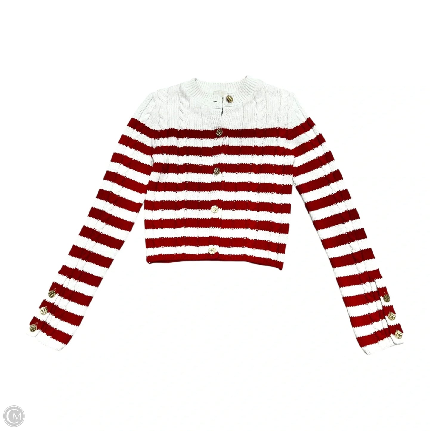 Sweater Cardigan By Maeve In Red & White, Size: Xs