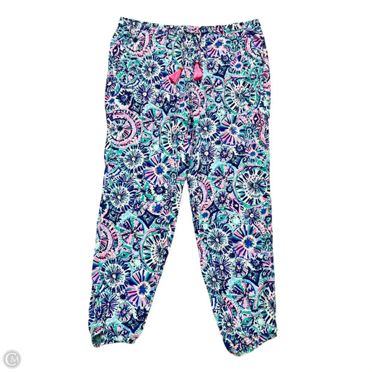Pants Designer By Lilly Pulitzer In Blue & Pink, Size: L