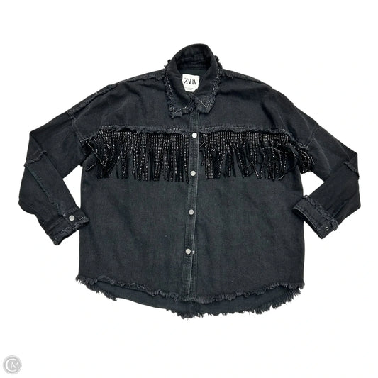 Jacket Denim By Zara In Black Denim, Size: Xs