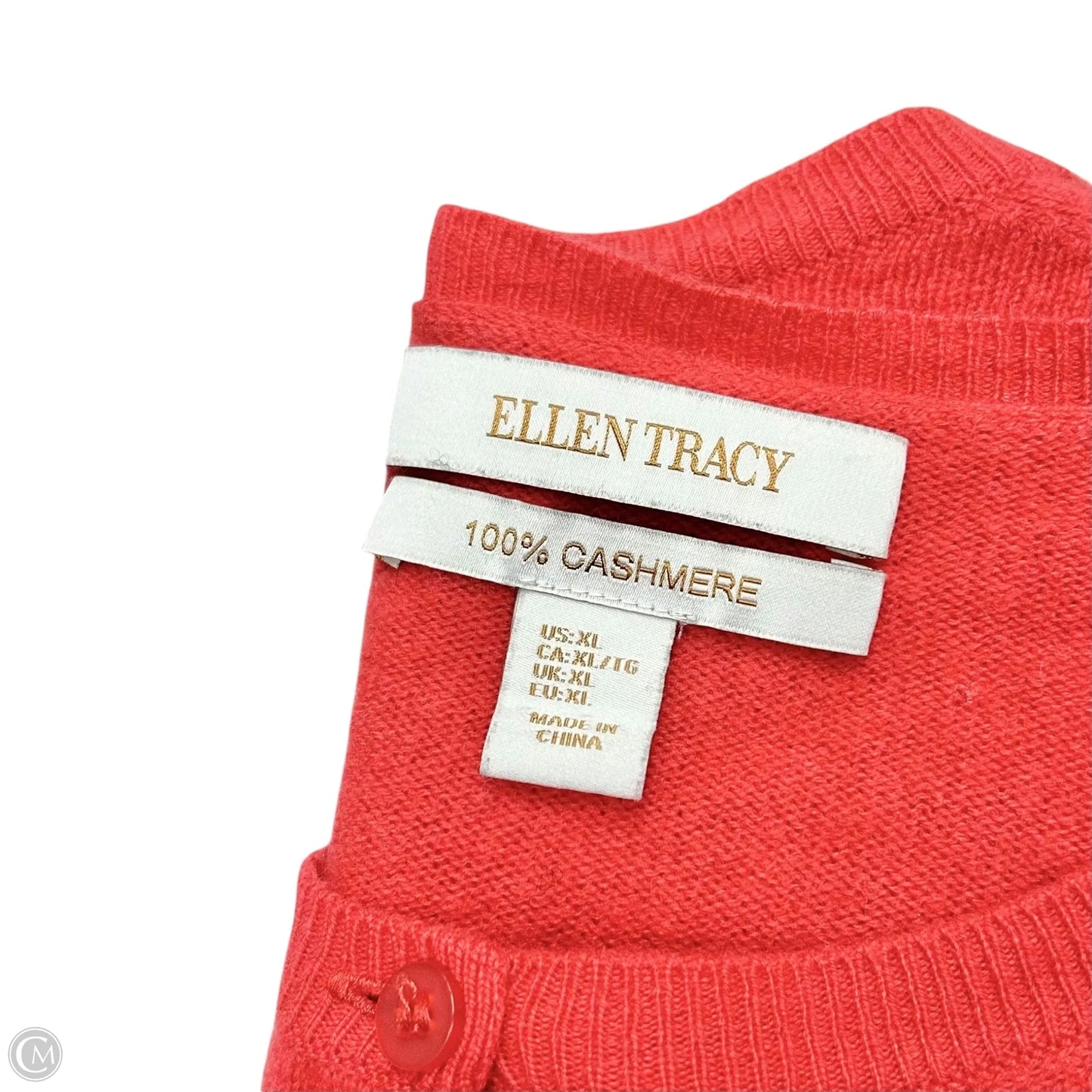 Sweater Cardigan Cashmere By Ellen Tracy In Red, Size: Xl