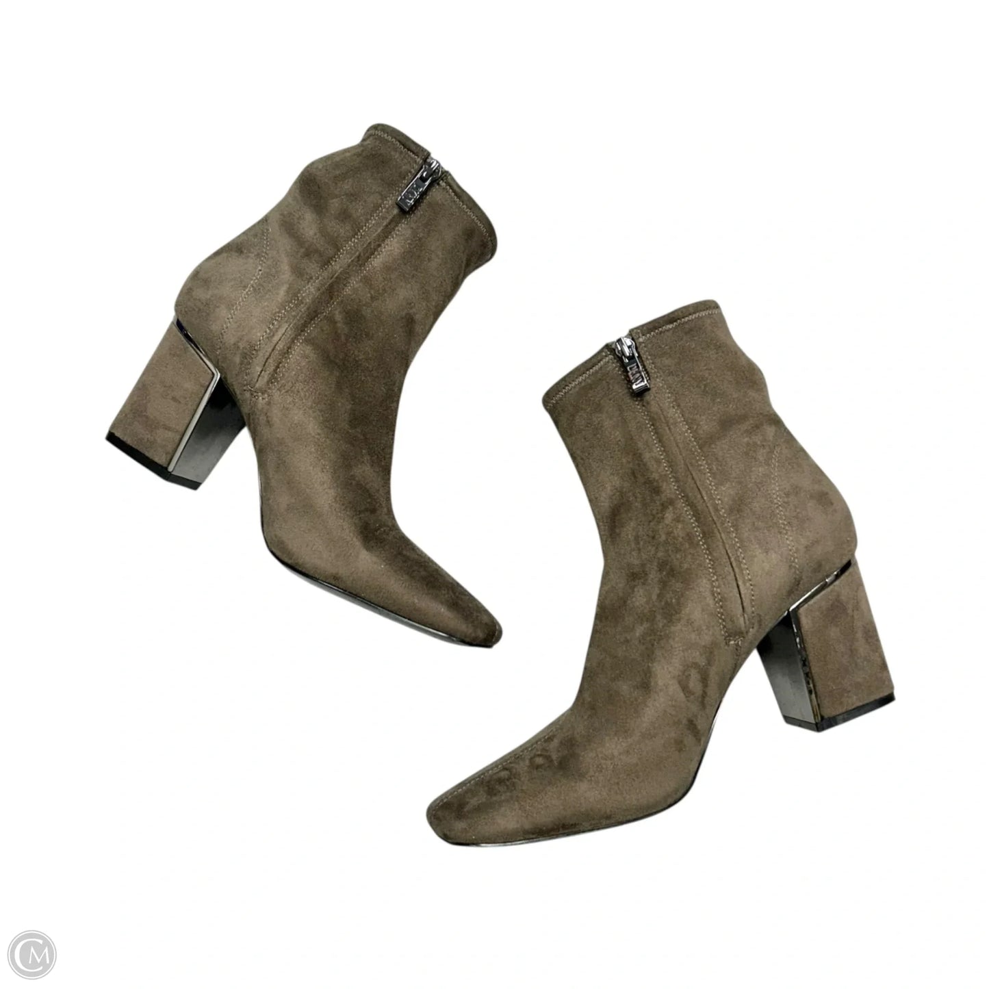 Boots Ankle Heels By Dkny In Grey, Size: 9