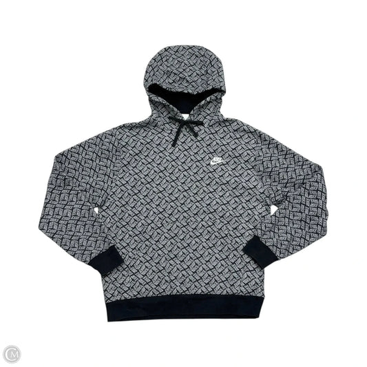 Sweatshirt Hoodie By Nike Apparel In Black & Grey, Size: M