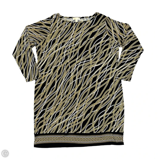 Dress Casual Midi By Michael By Michael Kors In Black & Gold, Size: 2x