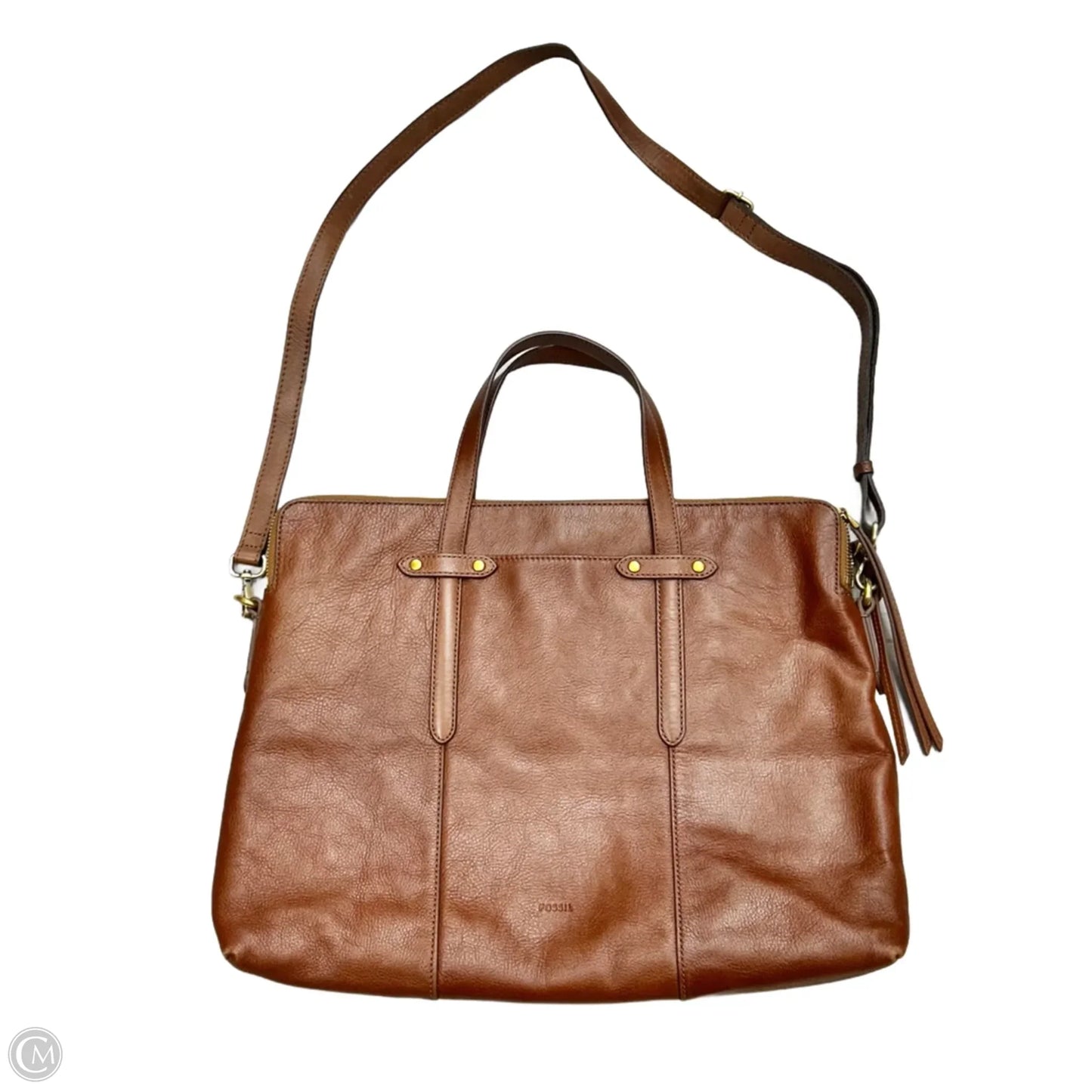 Handbag Leather By Fossil, Size: Medium