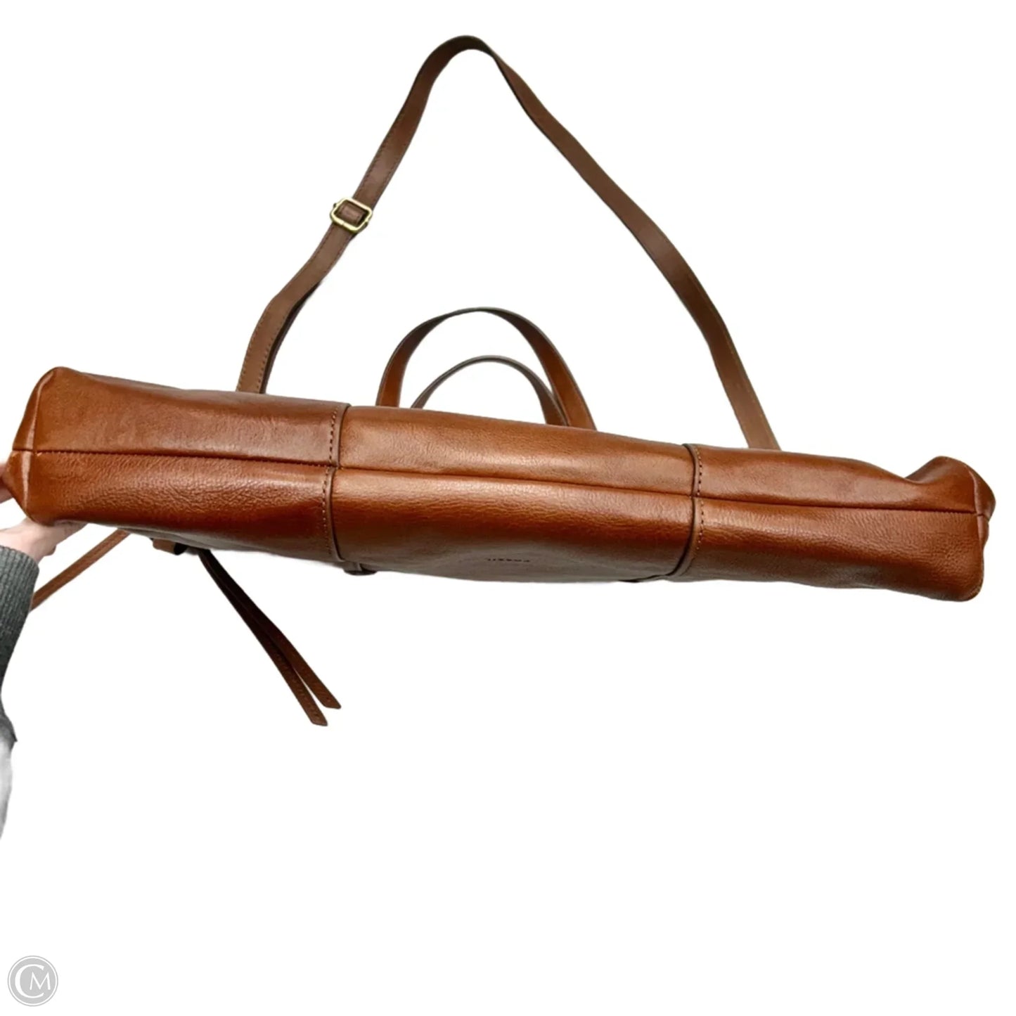 Handbag Leather By Fossil, Size: Medium