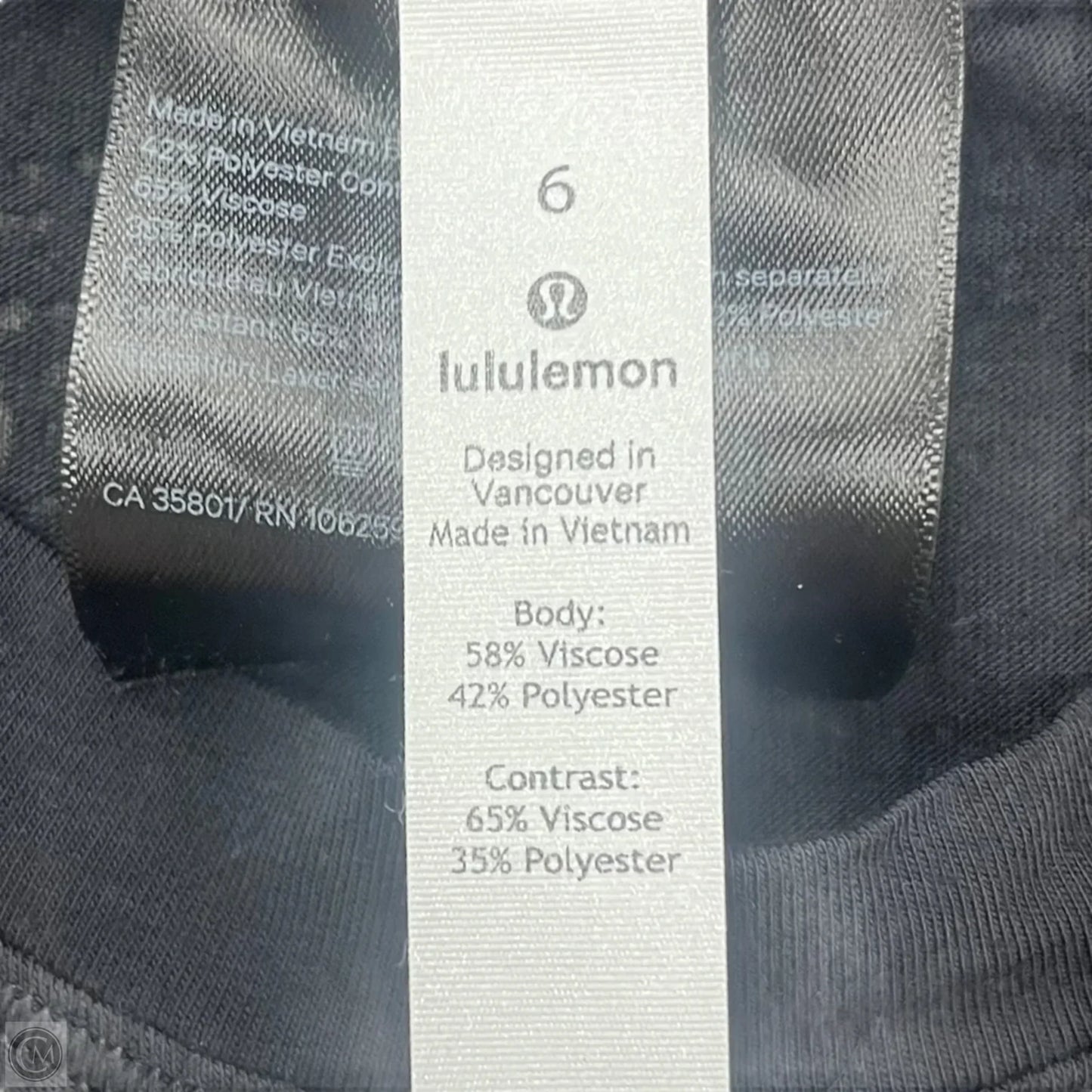 Athletic Tank Top By Lululemon In Black, Size: 6