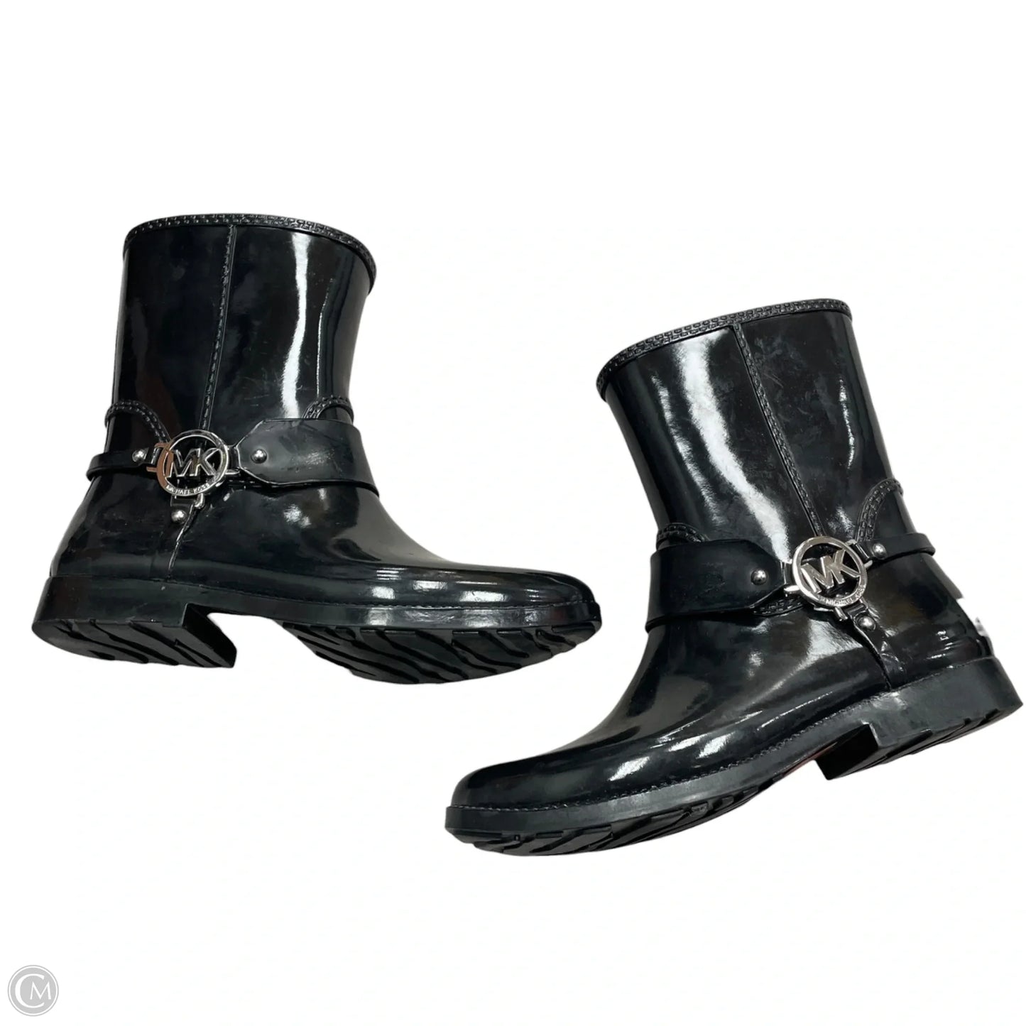 Boots Rain By Michael By Michael Kors In Black & Silver, Size: 9