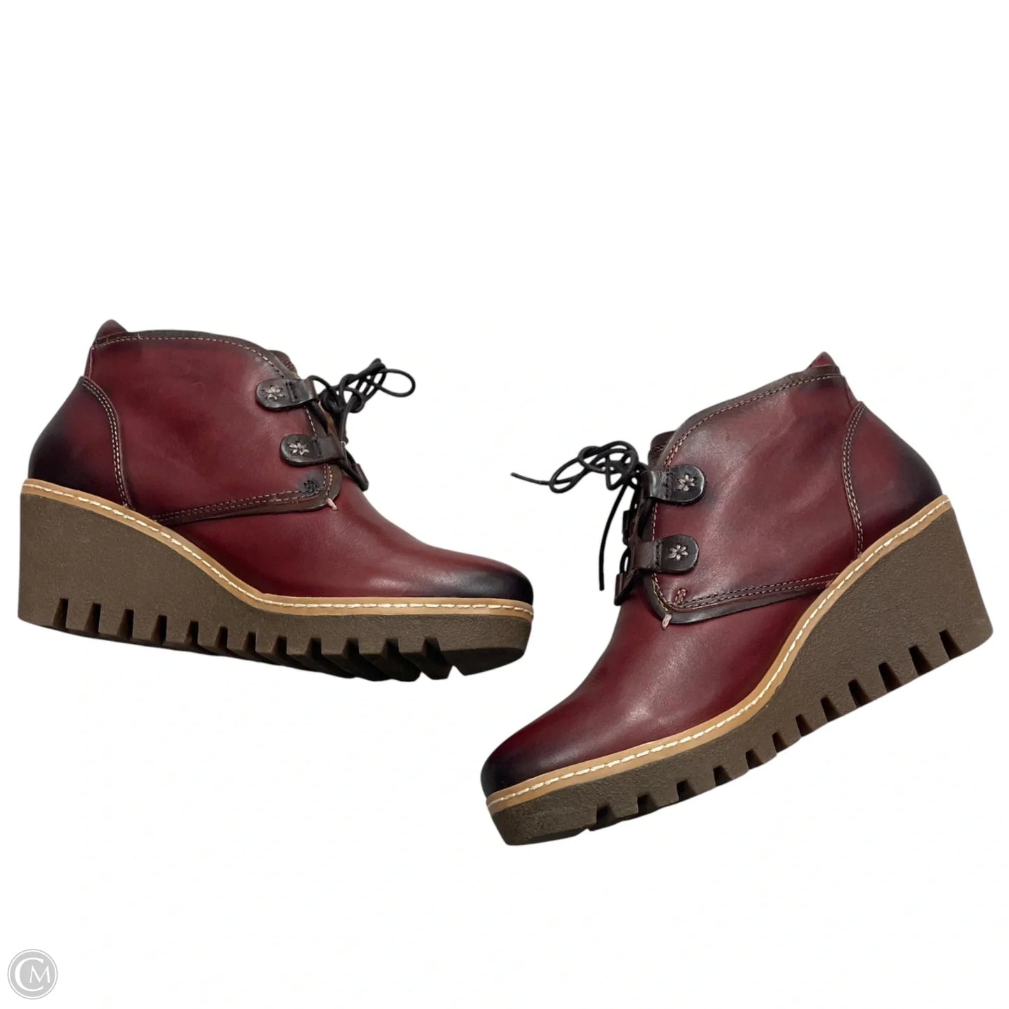 Boots Ankle Heels By Pikolinos In Maroon, Size: 9.5
