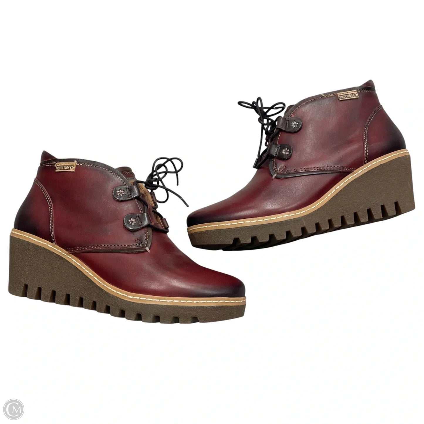 Boots Ankle Heels By Pikolinos In Maroon, Size: 9.5