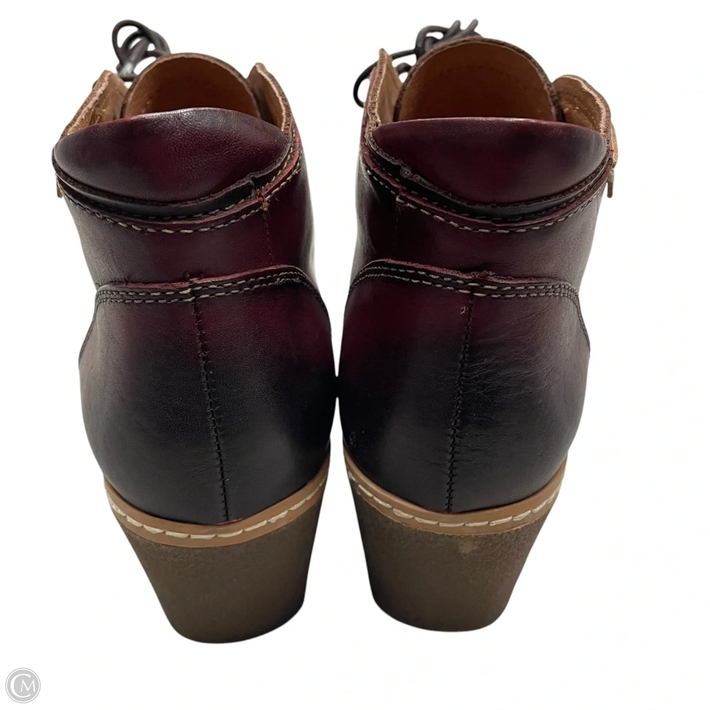 Boots Ankle Heels By Pikolinos In Maroon, Size: 9.5