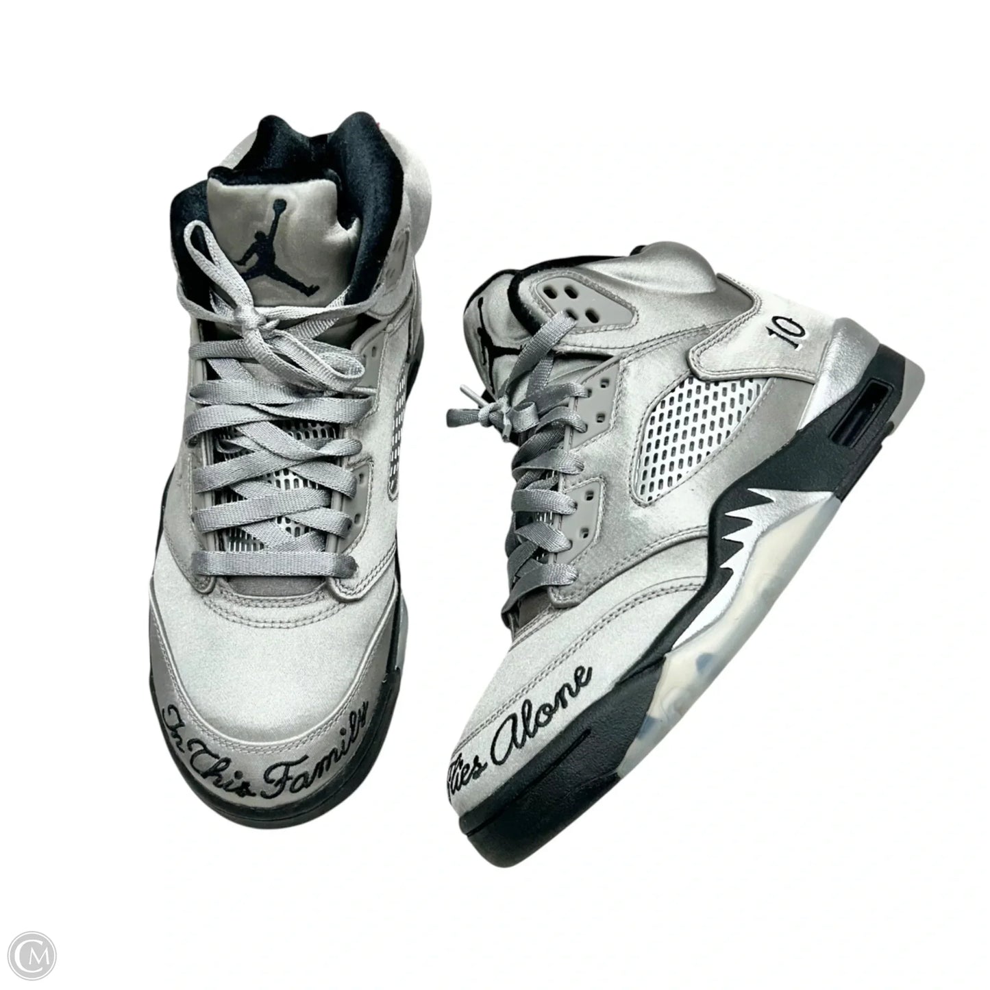 Shoes Luxury Designer By Jordan In Silver, Size: 7