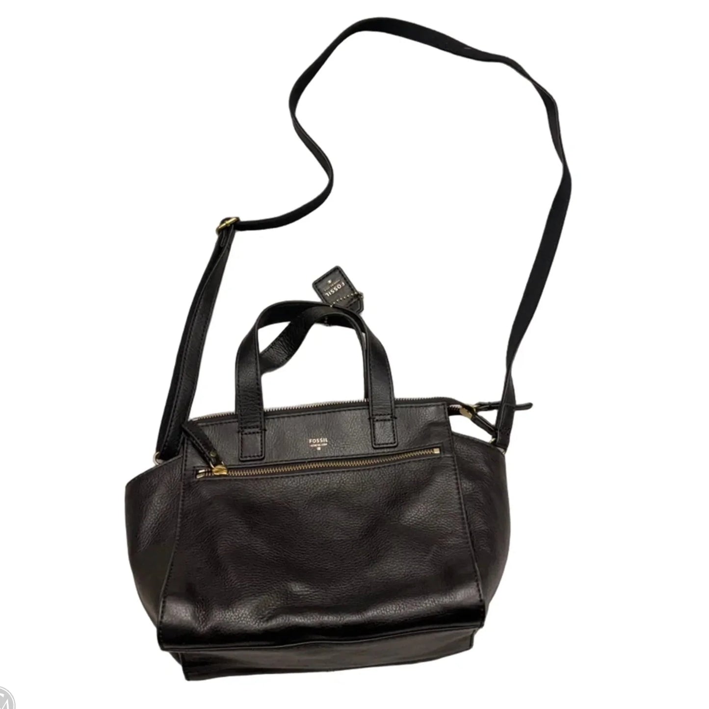 Handbag Leather By Fossil, Size: Medium