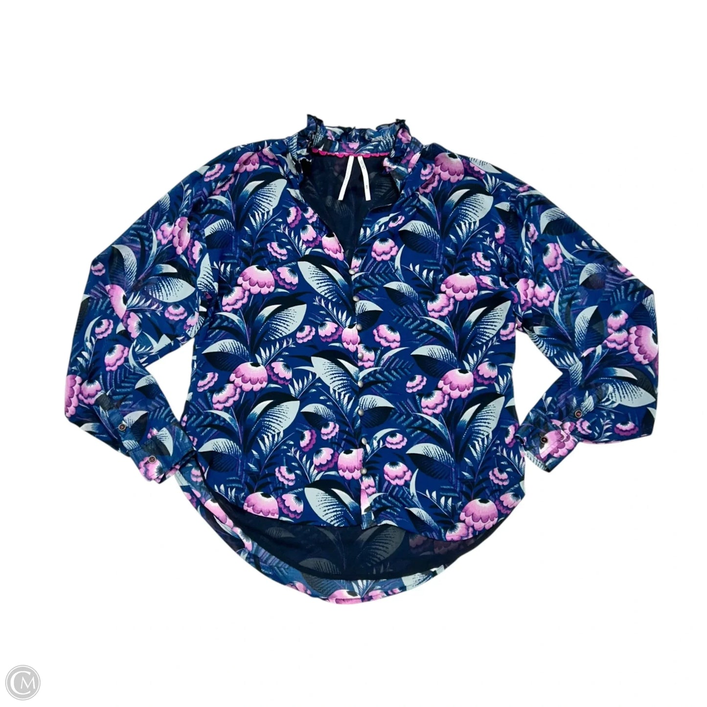 Top 3/4 Sleeve By Anthropologie In Blue & Purple, Size: Xxs