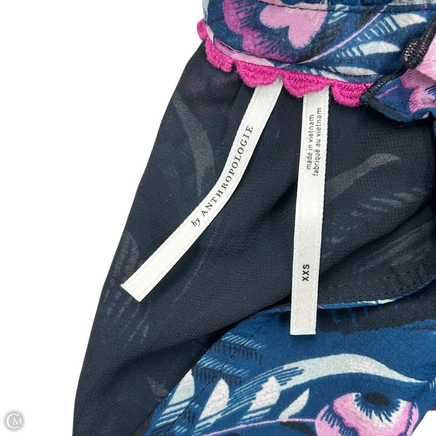 Top 3/4 Sleeve By Anthropologie In Blue & Purple, Size: Xxs