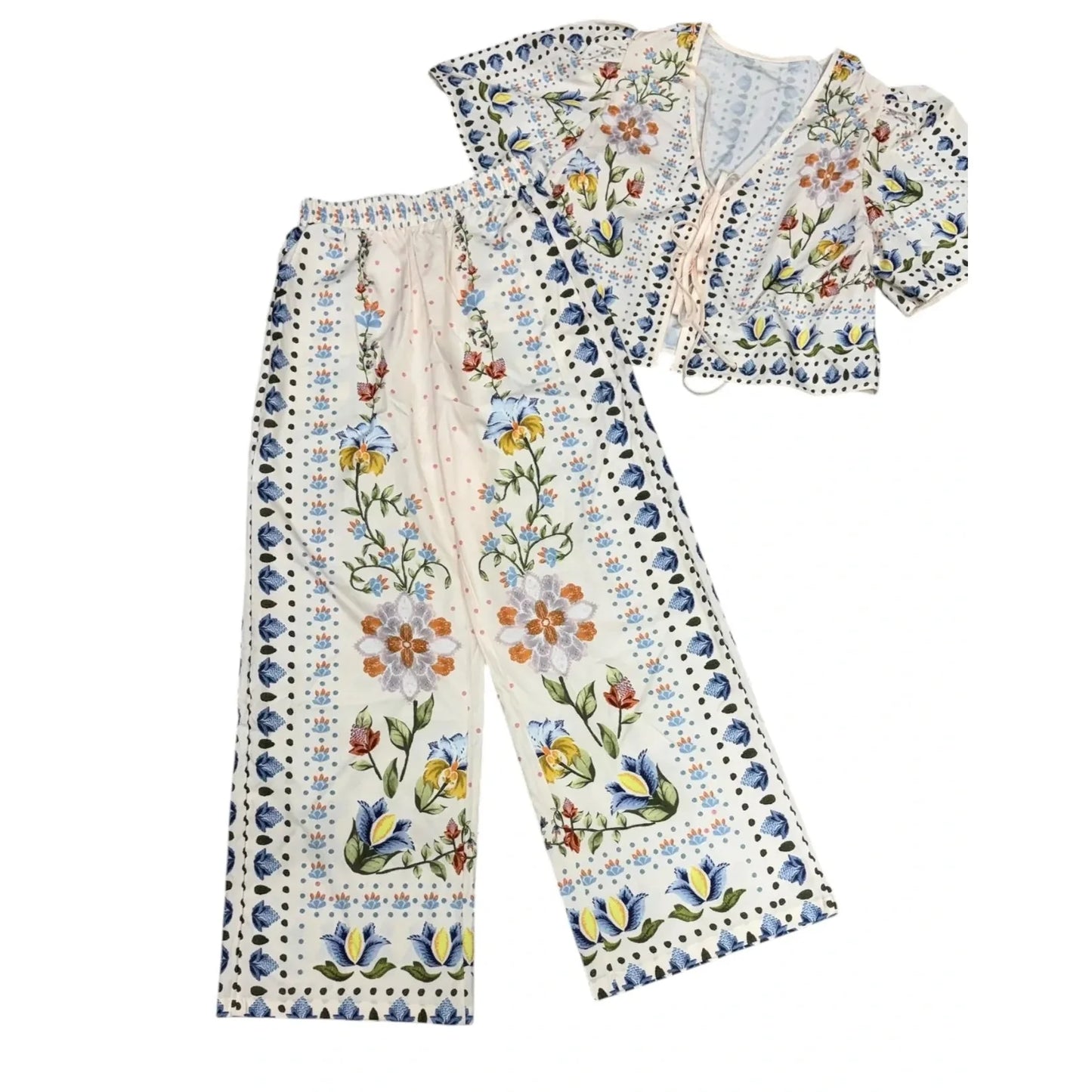 Pants Set 2pc In Cream, Size: M