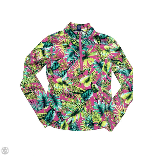 Athletic Top Long Sleeve Collar By Tommy Bahama In Tropical Print, Size: S