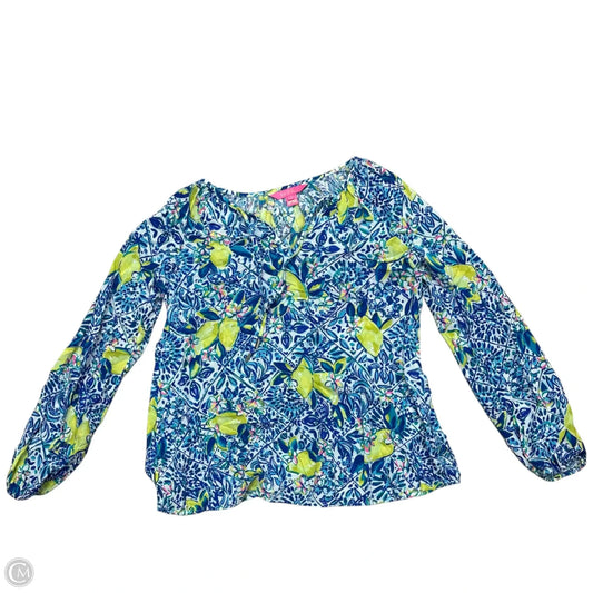 Top 3/4 Sleeve Designer By Lilly Pulitzer In Blue & Green, Size: Xs