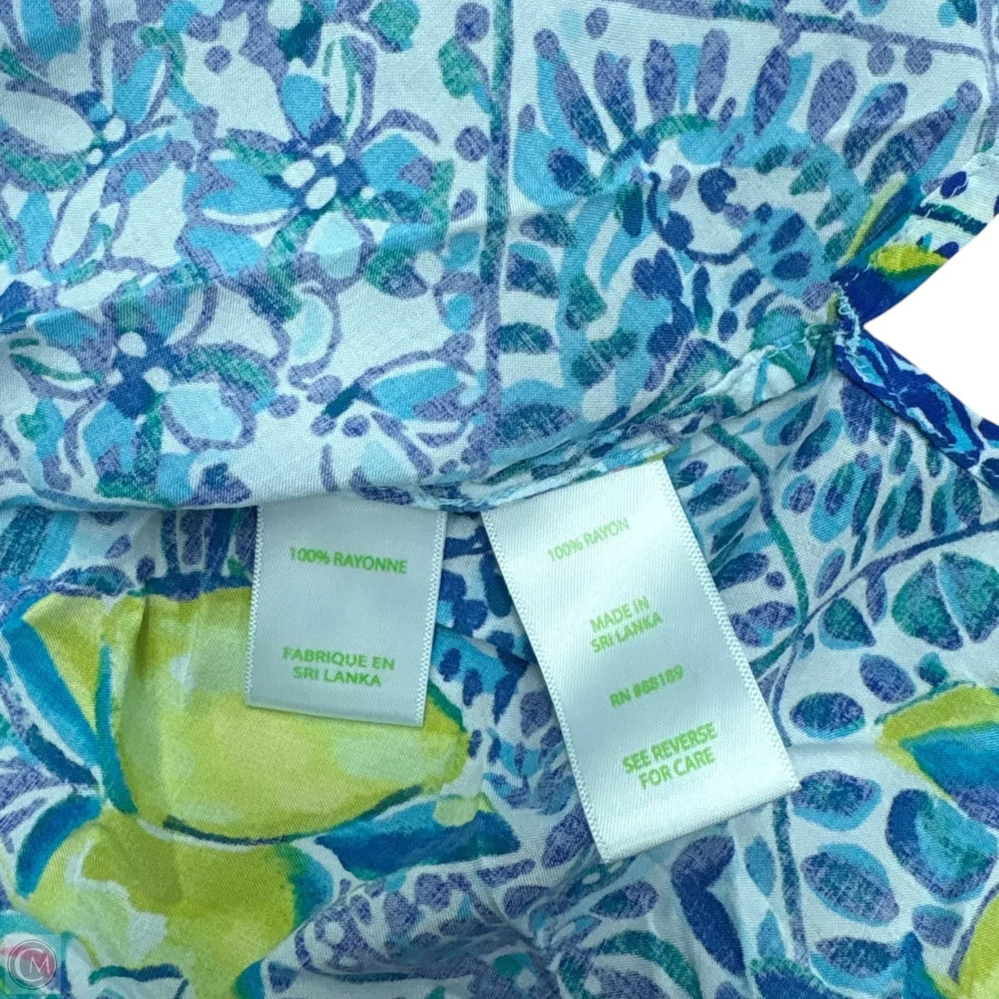 Top 3/4 Sleeve Designer By Lilly Pulitzer In Blue & Green, Size: Xs