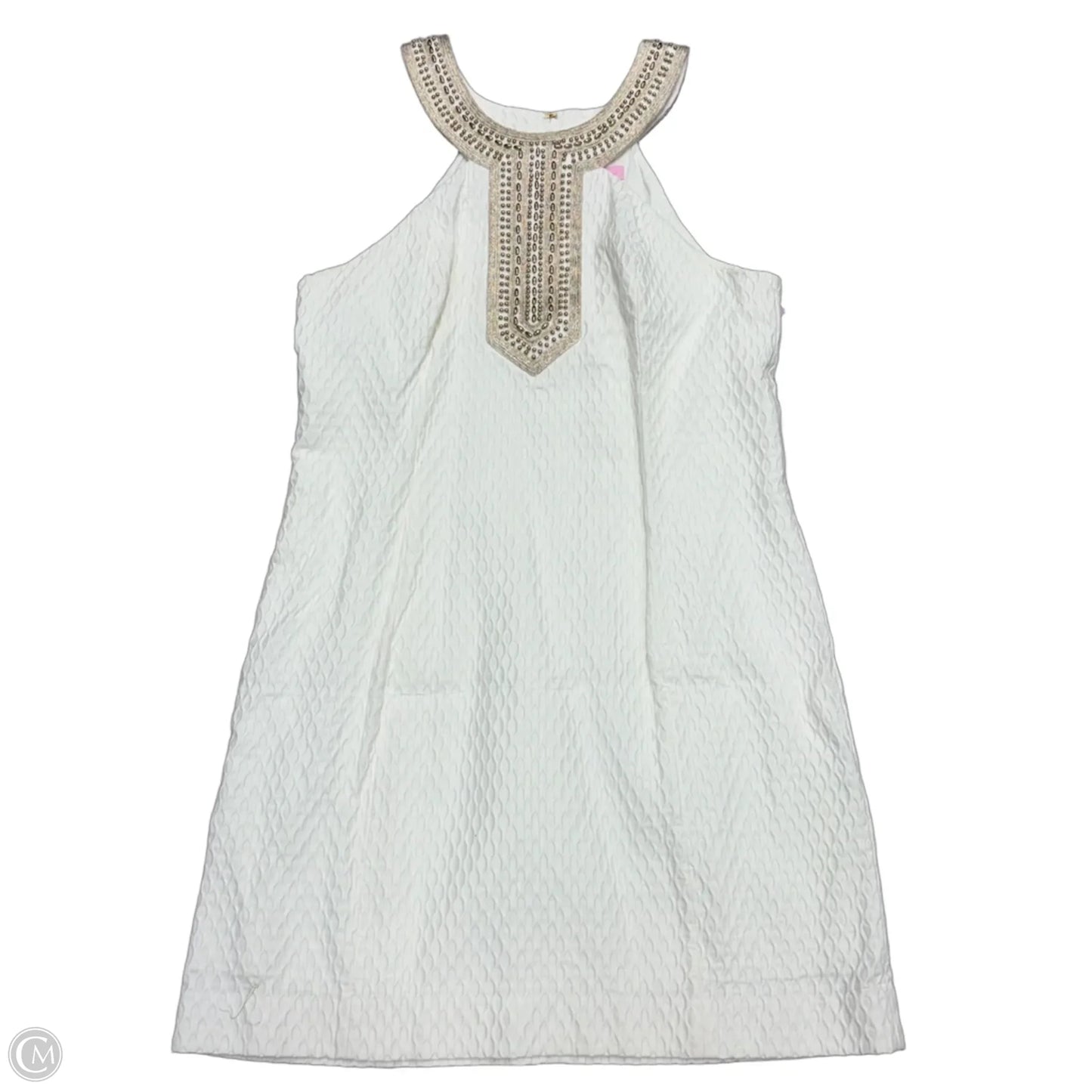 Dress Designer By Lilly Pulitzer In Gold & White, Size: L