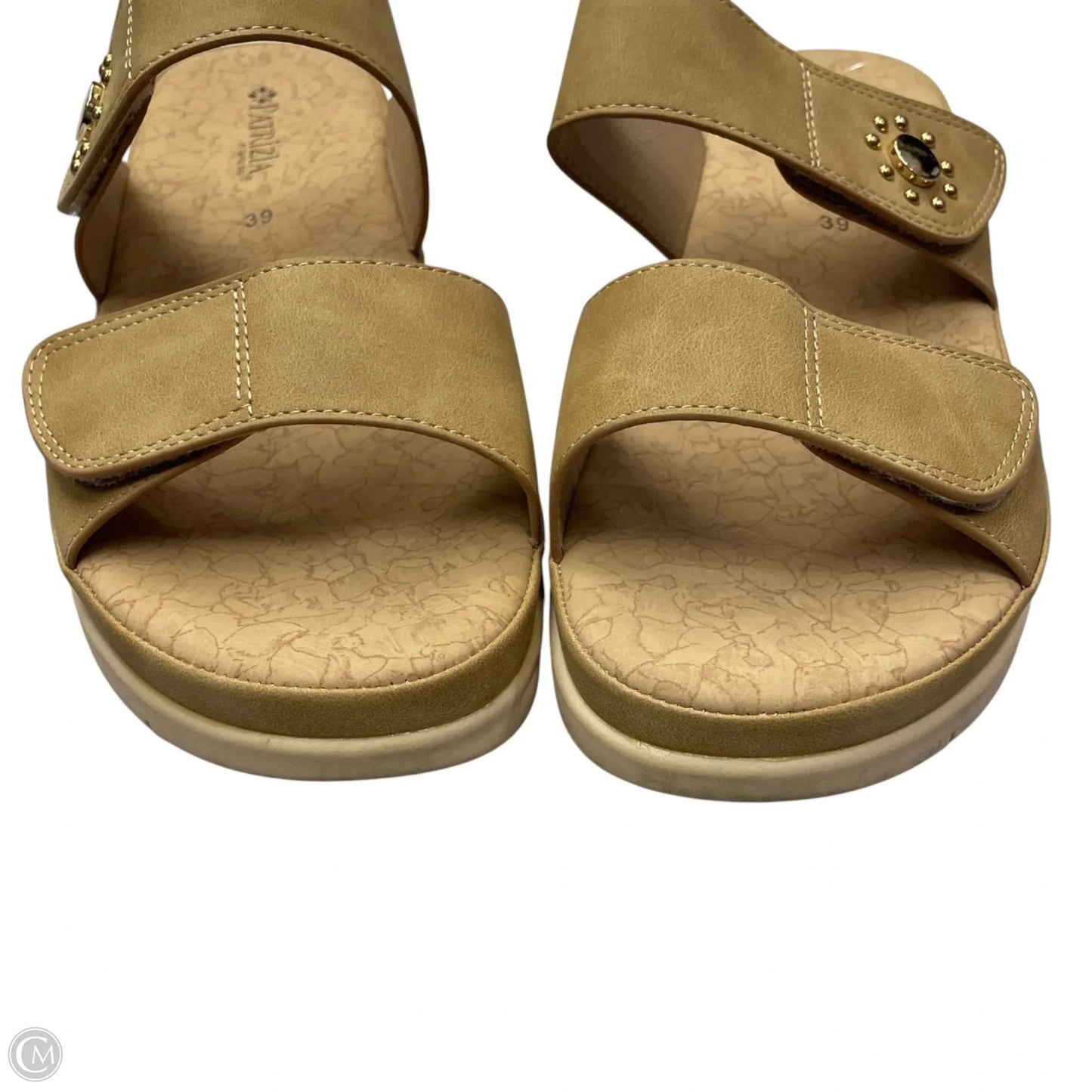 Sandals Heels Wedge By Spring Step In Tan, Size: 8.5
