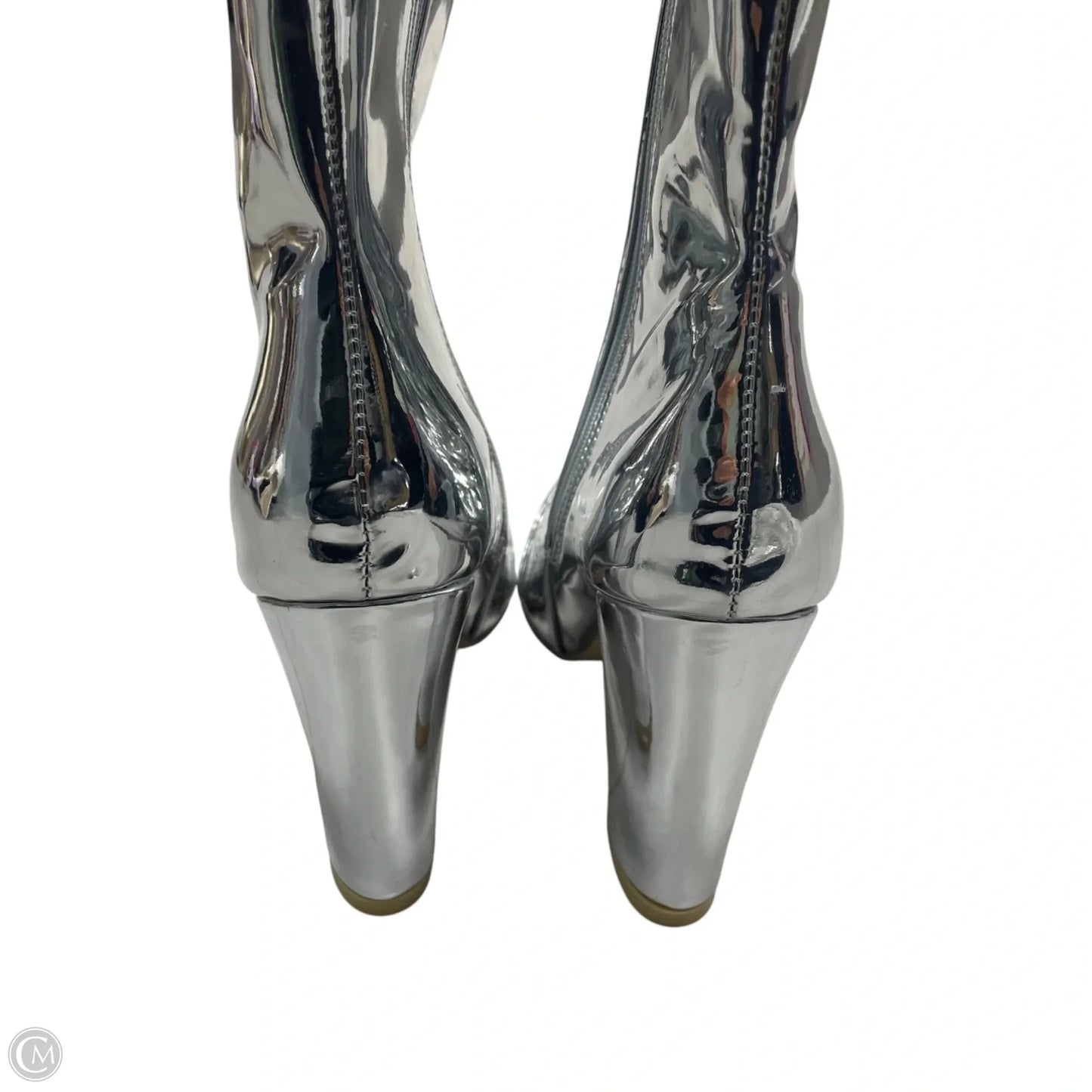 Boots Ankle Heels In Silver, Size: 9