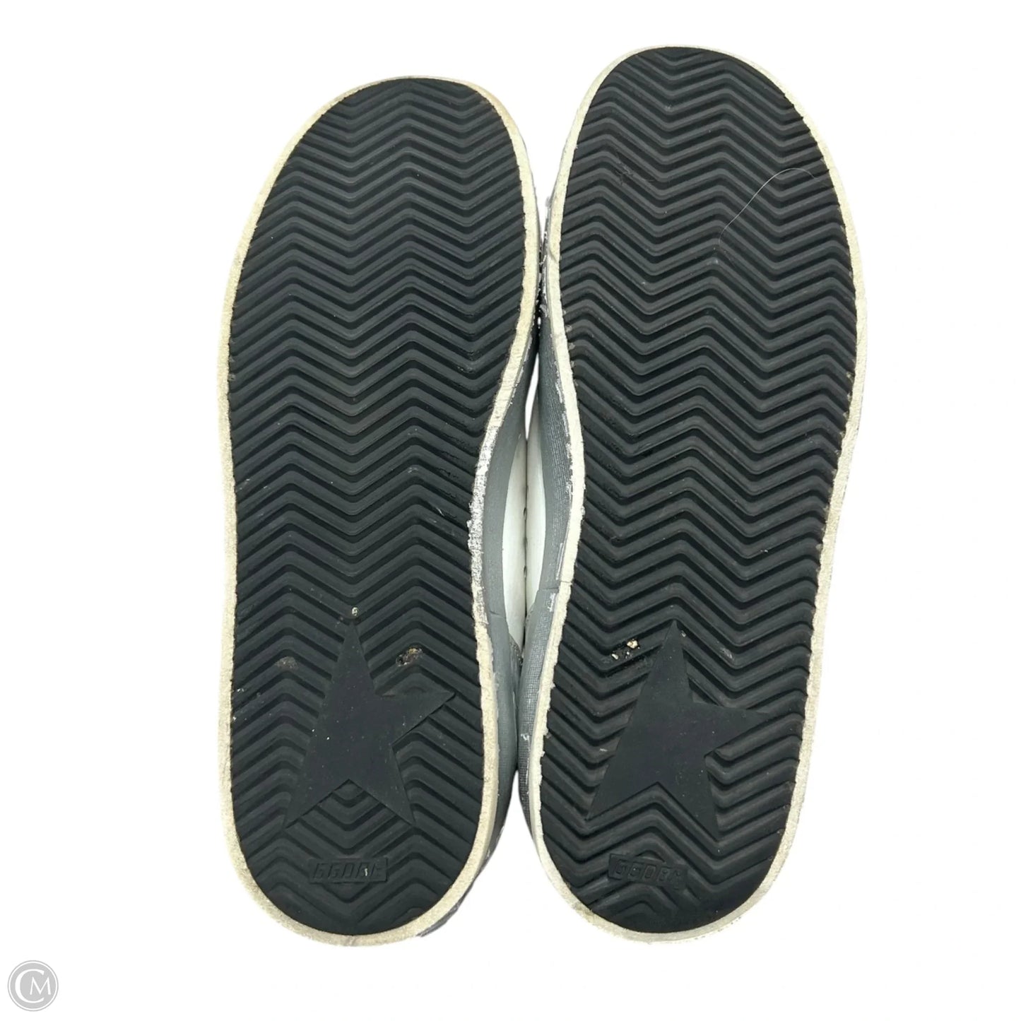 Shoes Luxury Designer By Golden Goose In Silver & White, Size: 7.5