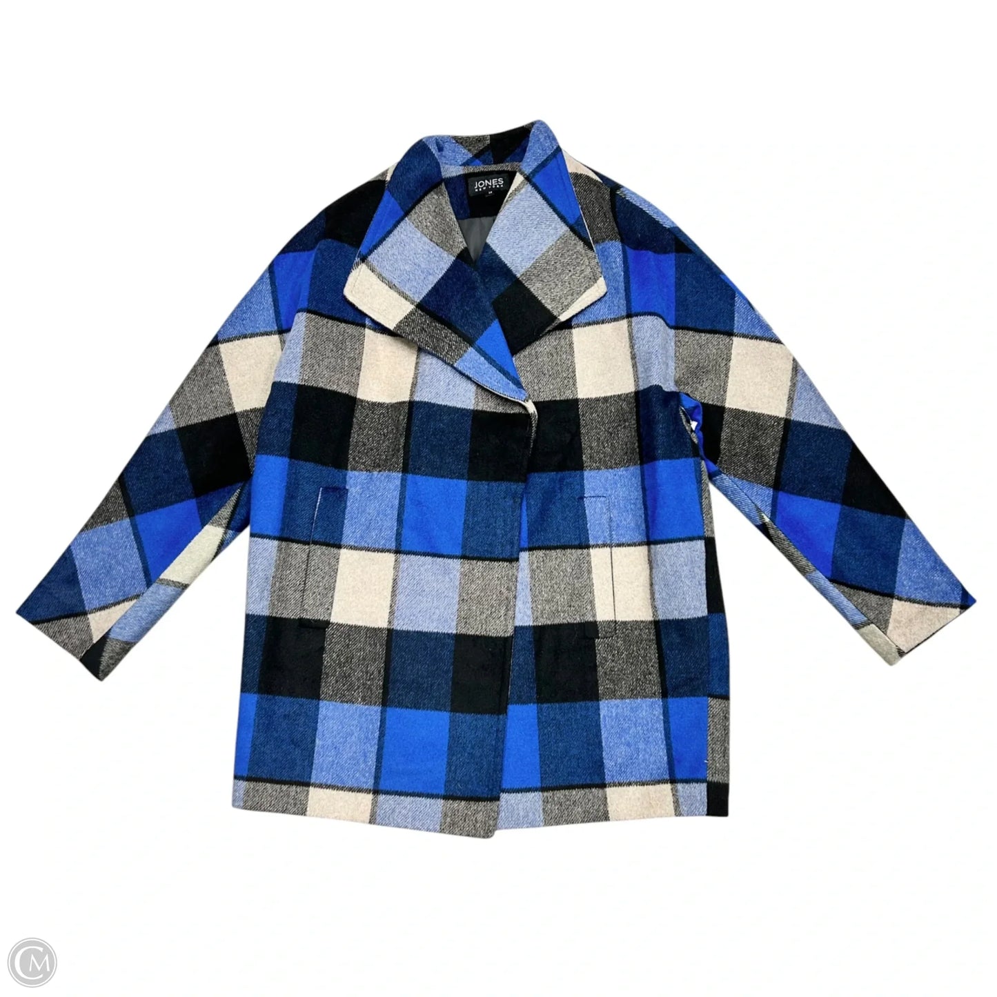 Coat Peacoat By Jones New York In Plaid Pattern, Size: L