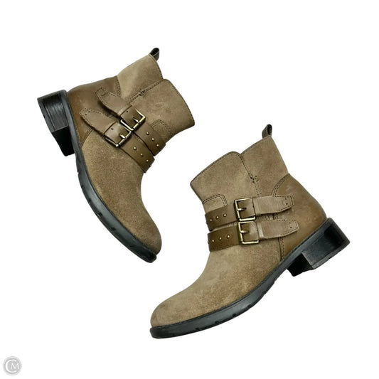Boots Ankle Heels By Clarks In Tan, Size: 6